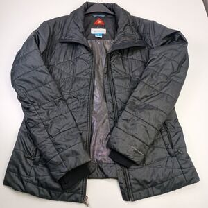 Columbia Jacket Black Puffer Womens Large L Omni-Heat Omni-Shield‎